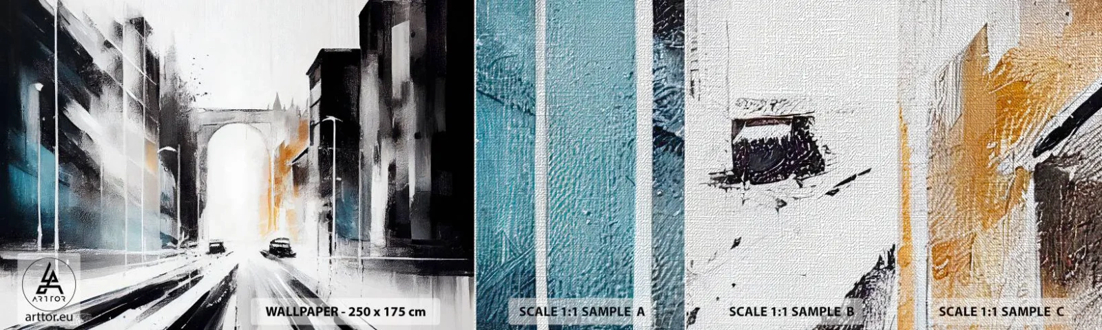 Campione di Fotomurale Premium Canvas - Studio di città: architettura e movimento - Architettura, Paesaggio, Strada - 100x30 cm