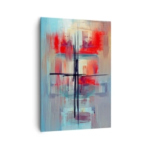 Quadro su tela - Stampe su Tela - Una composizione astratta con colori intensi, linee e forme geometriche. - 70x100cm - Paesaggio in una dimensione sconosciuta - Decorazione murale moderna per soggiorno e camera da letto ARTTOR