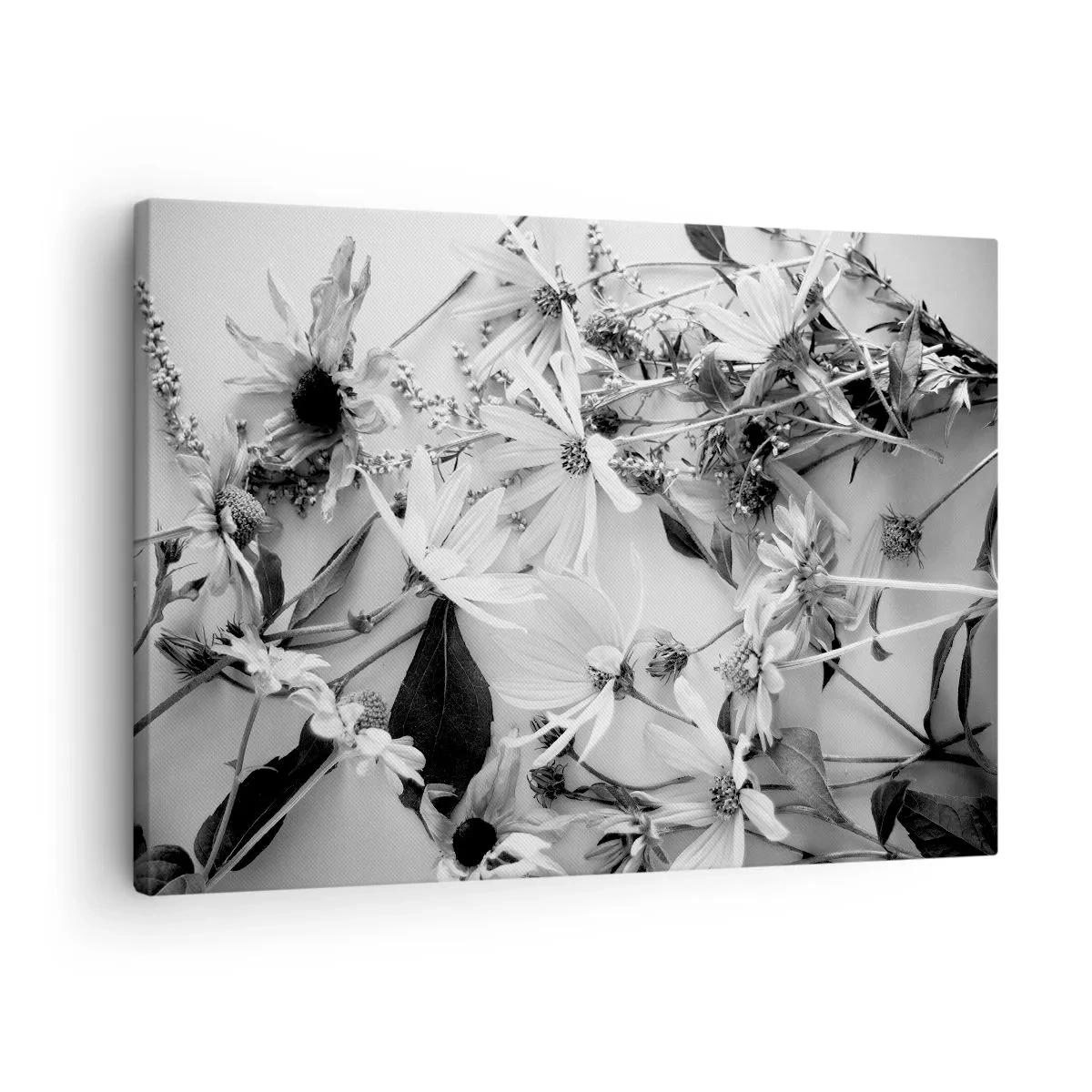 Quadro su tela - Stampe su Tela - Composizioni floreali in bianco e nero in uno stile artistico sottile - 70x50cm - Un non bouquet di fiori - Decorazione murale moderna per soggiorno e camera da letto ARTTOR