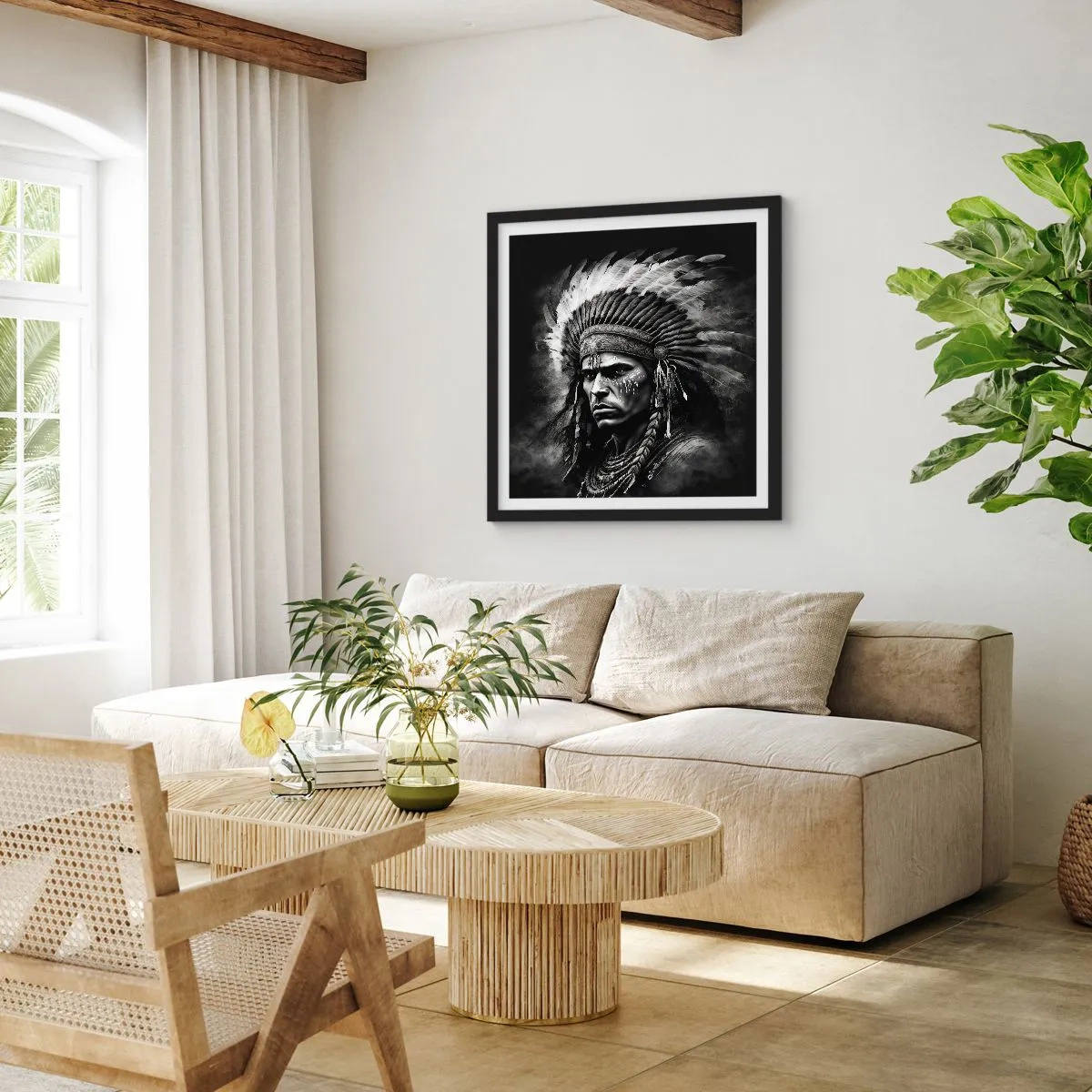 Poster in cornice nera - Capo e guerriero - 40x40 cm