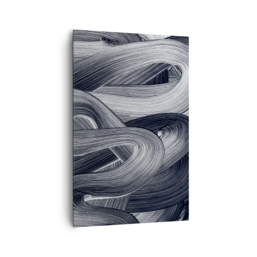 Quadro su tela - Stampe su Tela - Astrazione in bianco e nero con pennellate dinamiche. - 80x120cm - La fluidità della realtà - Decorazione murale moderna per soggiorno e camera da letto ARTTOR