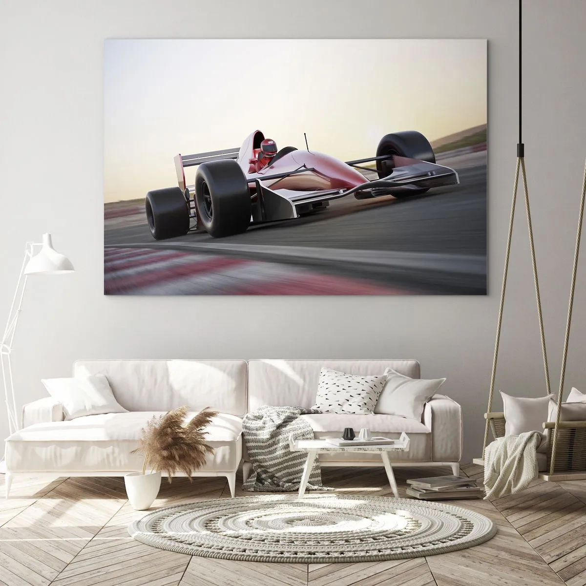 Quadro su vetro - Formula 1 in pista - 70x50cm - Sempre vincente - Decorazione murale moderna per soggiorno e camera da letto ARTTOR