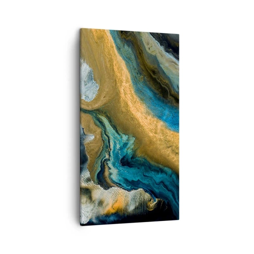 Quadro su tela - Stampe su Tela - Blu-oro: influenza reciproca - 45x80 cm