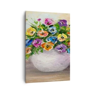 Quadro su tela - Stampe su Tela - Un colorato mazzo di fiori in un vaso bianco - 70x100cm - Natura morta con vaso bianco - Decorazione murale moderna per soggiorno e camera da letto ARTTOR
