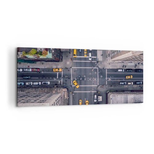 Quadro su tela - Stampe su Tela - Vista aerea di una trafficata strada cittadina - 120x50cm - Scelta semplice - Decorazione murale moderna per soggiorno e camera da letto ARTTOR