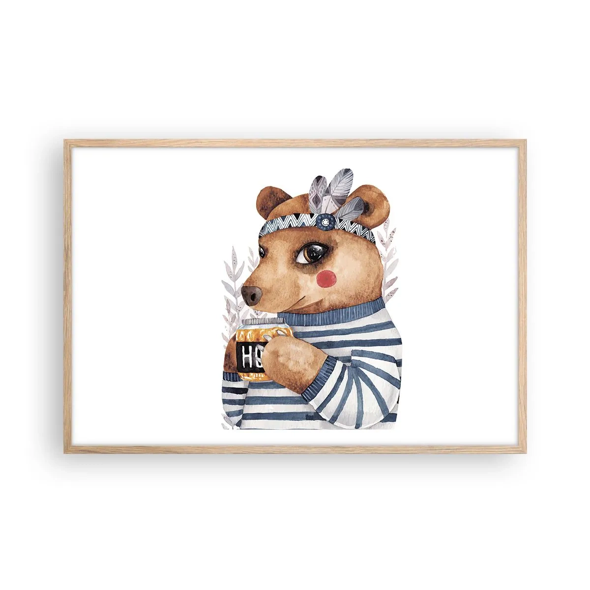 Poster in cornice rovere chiaro - Dolce orsetto - 91x61 cm