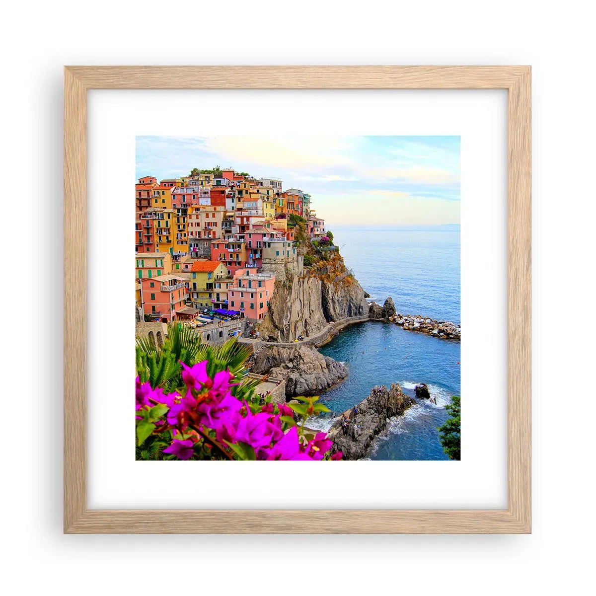 Poster in cornice rovere chiaro - La città che ride - 30x30 cm