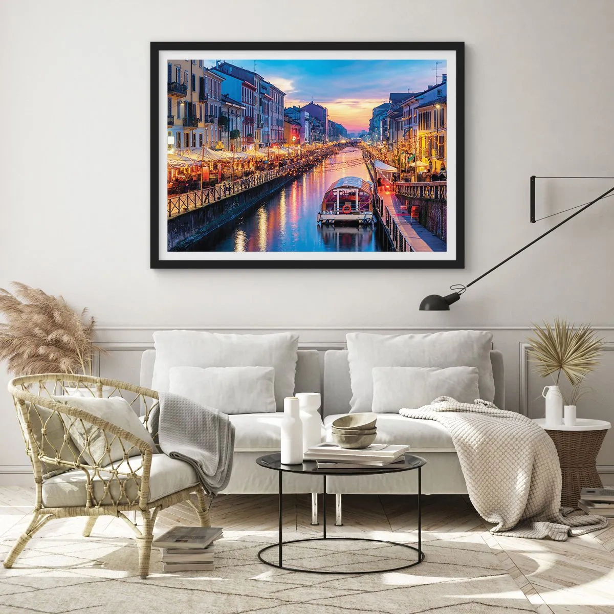 Poster in cornice nera - Sera di luce e di divertimento - 40x30 cm