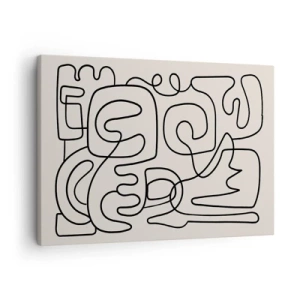 Quadro su tela - Stampe su Tela - Motivo astratto di linee nere su sfondo chiaro - 70x50cm - Segui il percorso - Decorazione murale moderna per soggiorno e camera da letto ARTTOR