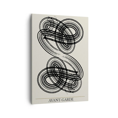 Quadro su tela - Stampe su Tela - Linee nere astratte su sfondo chiaro in stile avanguardista. - 50x70cm - In tutta spontaneità - Decorazione murale moderna per soggiorno e camera da letto ARTTOR