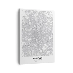 Quadro su tela - Stampe su Tela - Una mappa della città minimalista nei toni del grigio - 50x70cm - Mappa del labirinto di Londra - Decorazione murale moderna per soggiorno e camera da letto ARTTOR