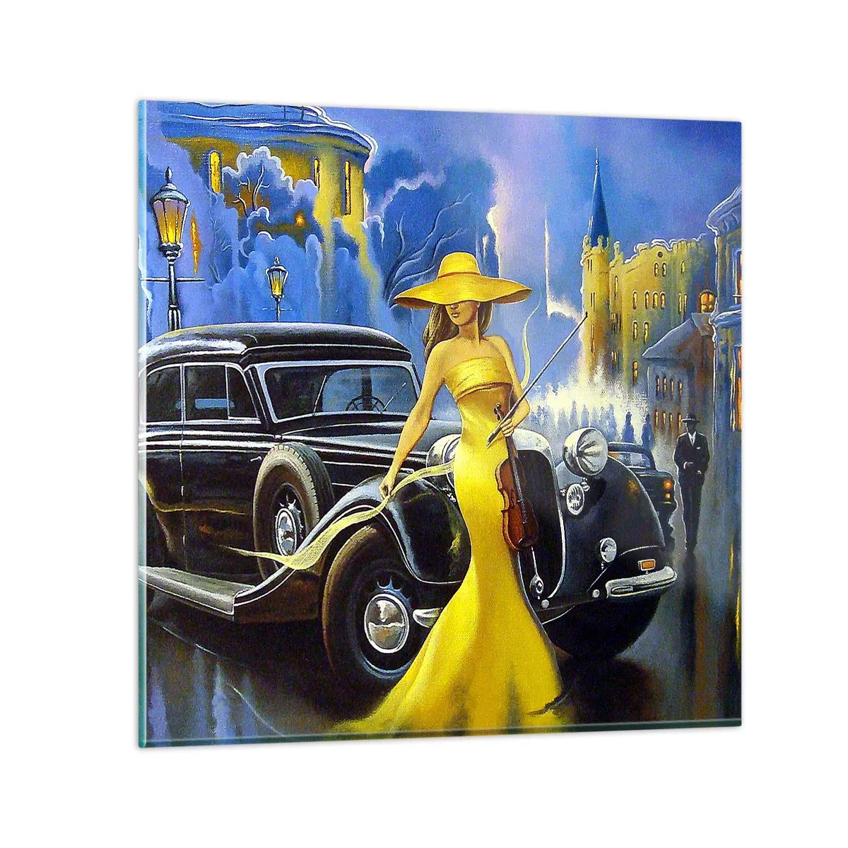 Quadro su vetro - Notturno per violino e amore - 60x60 cm