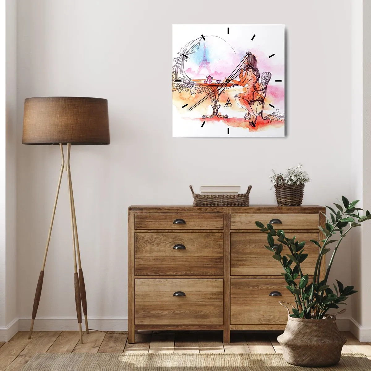 Orologio da parete - Orologio in Vetro - Chic parigino - 30x30 cm