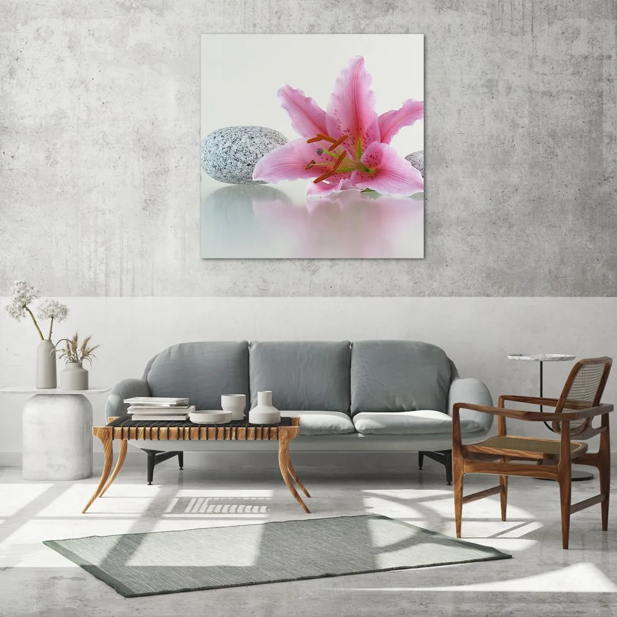 Quadro su vetro - Studio in rosa, grigio e bianco - 50x50 cm
