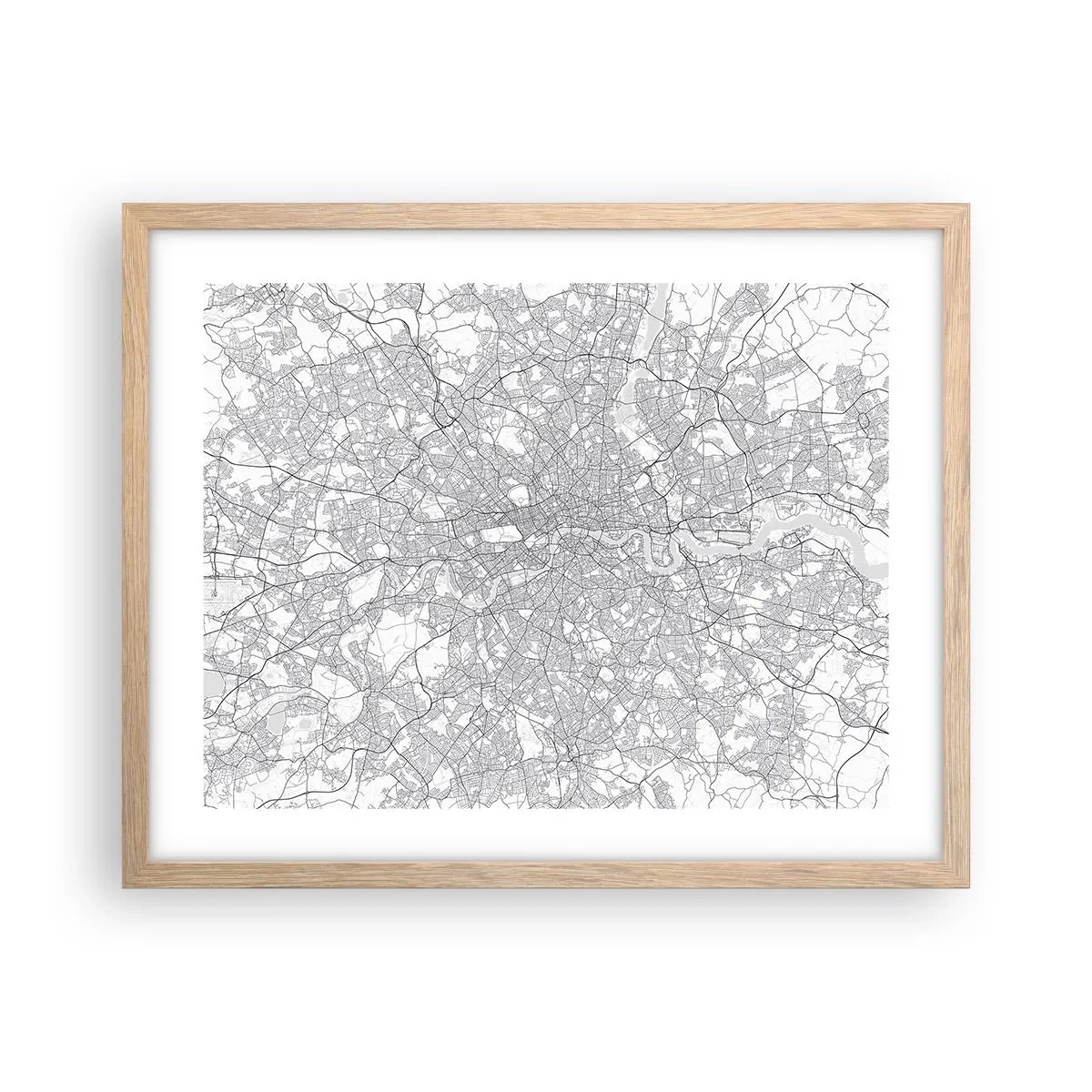 Poster in cornice rovere chiaro - Mappa del labirinto di Londra - 50x40 cm