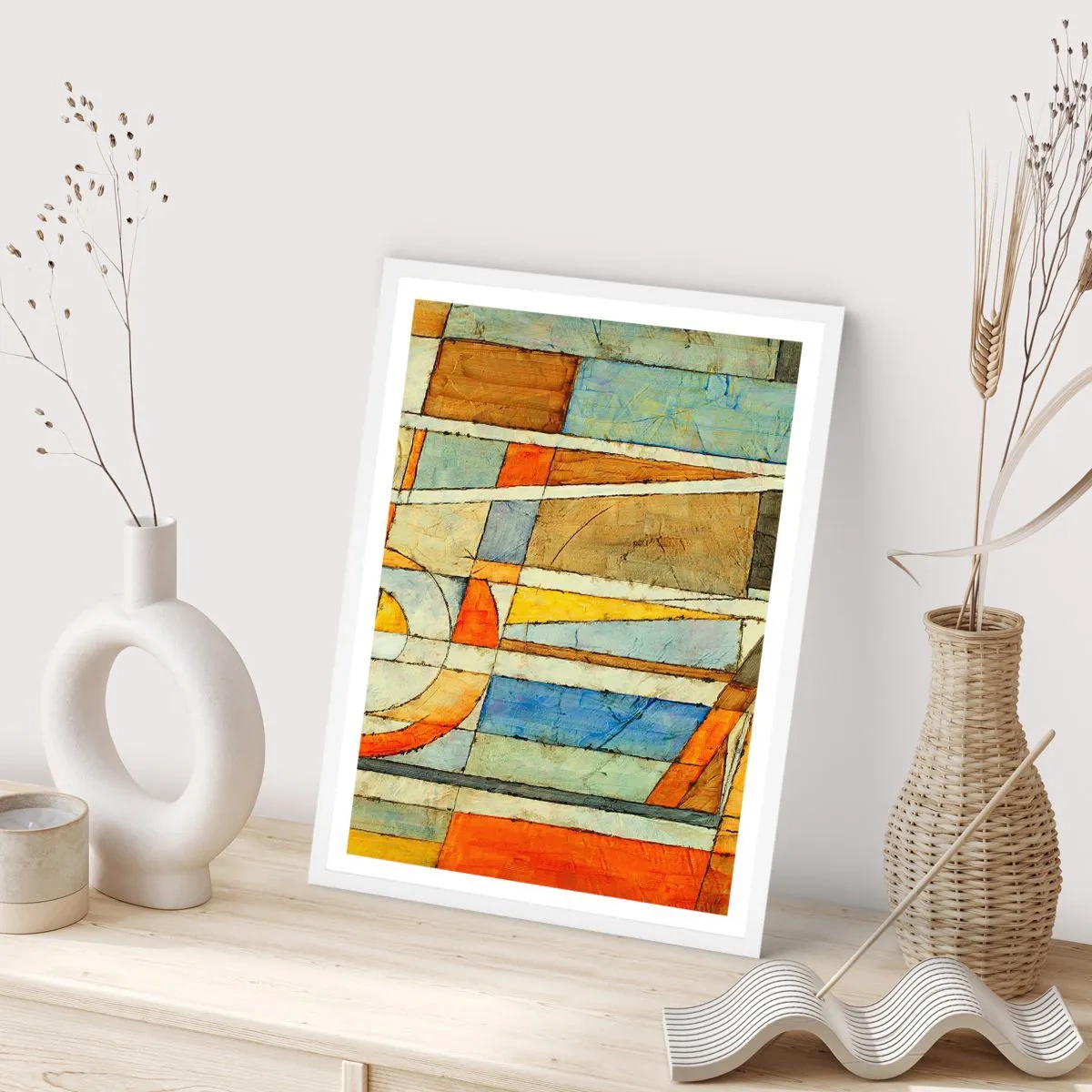 Poster in cornice bianca - Cubismo in cantiere - 70x100 cm