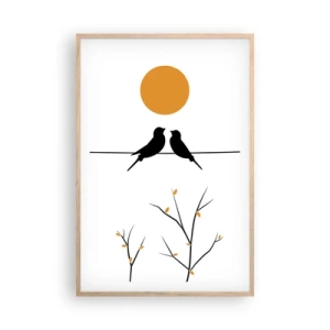 Poster in cornice rovere chiaro - Sera da usignoli - 61x91 cm