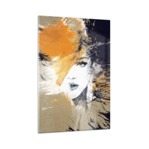 Quadro su vetro - Ritratto astratto di una donna dai colori intensi - 80x120cm - E la luce fu - Decorazione murale moderna per soggiorno e camera da letto ARTTOR