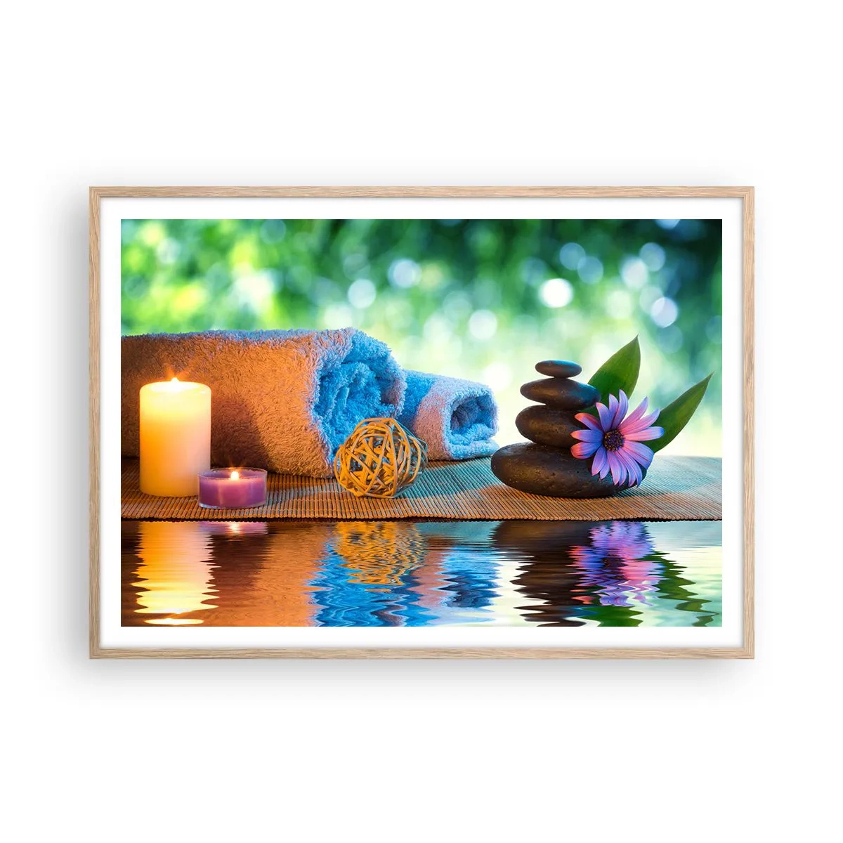 Poster in cornice rovere chiaro - Tempo per il corpo - 100x70 cm