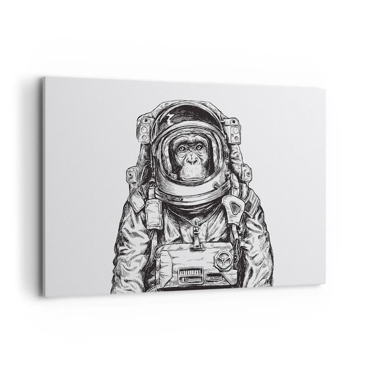 Quadro su tela - Stampe su Tela - Immagine di un astronauta in tuta spaziale con la testa di una scimmia - 120x80cm - Evoluzione alternativa - Decorazione murale moderna per soggiorno e camera da letto ARTTOR