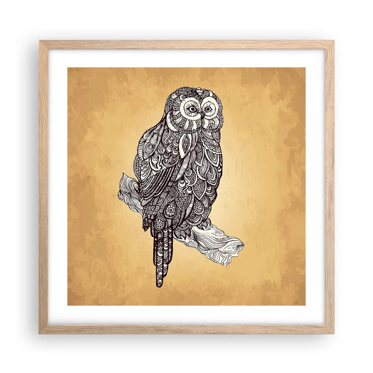 Poster in cornice rovere chiaro - Delicati ghirigori di saggezza - 50x50 cm