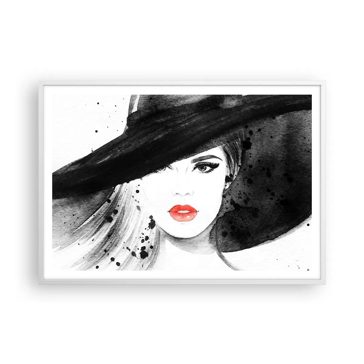Poster in cornice bianca - Donna in nero - 100x70 cm