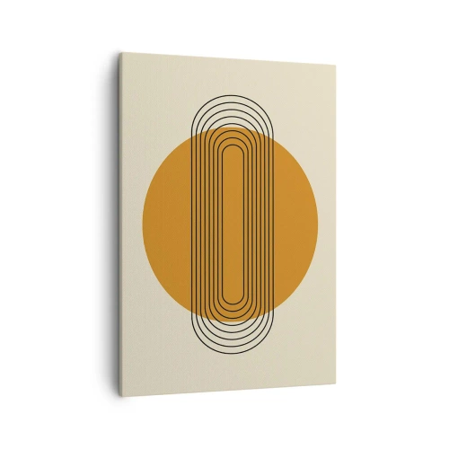 Quadro su tela - Stampe su Tela - Motivo geometrico con cerchi e linee arancioni - 50x70cm - Piano perfetto - Decorazione murale moderna per soggiorno e camera da letto ARTTOR