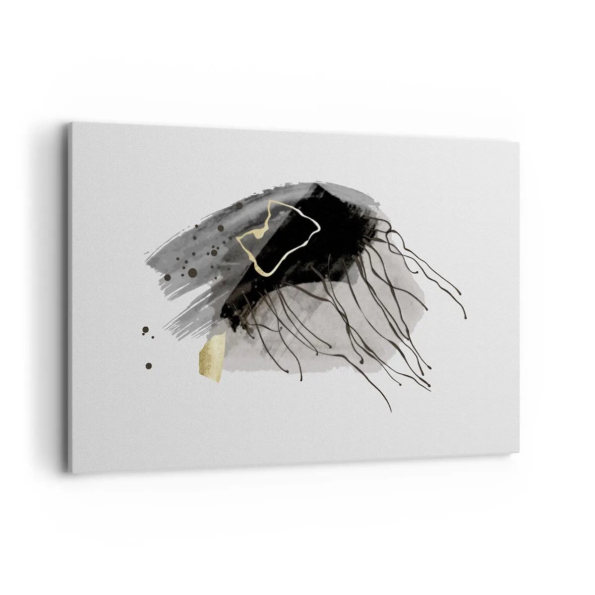 Quadro su tela - Stampe su Tela - Una composizione astratta con accenti di nero e oro. - 120x80cm - In nero e in oro - Decorazione murale moderna per soggiorno e camera da letto ARTTOR