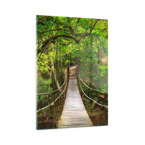 Quadro su vetro - Ponte sospeso in una foresta tropicale - 50x70cm - Perché nel giardino crescono i rampicanti - Decorazione murale moderna per soggiorno e camera da letto ARTTOR