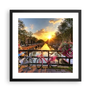 Poster in cornice nera - Mattino di primavera ad Amsterdam - 40x40 cm