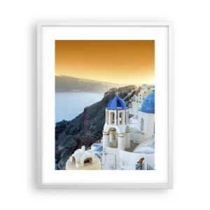 Poster in cornice bianca - Santorini: aggrappate alle rocce - 40x50 cm