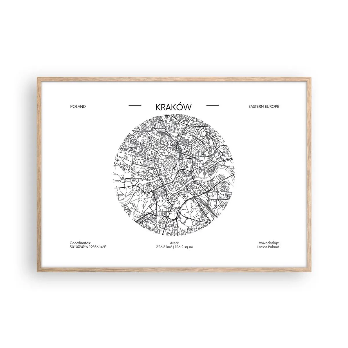 Poster in cornice rovere chiaro - Anatomia di Cracovia - 100x70 cm
