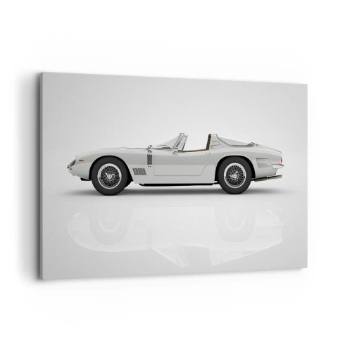 Quadro su tela - Stampe su Tela - Classica decappottabile bianca su sfondo chiaro - 120x80cm - Promessa di divertimento - Decorazione murale moderna per soggiorno e camera da letto ARTTOR
