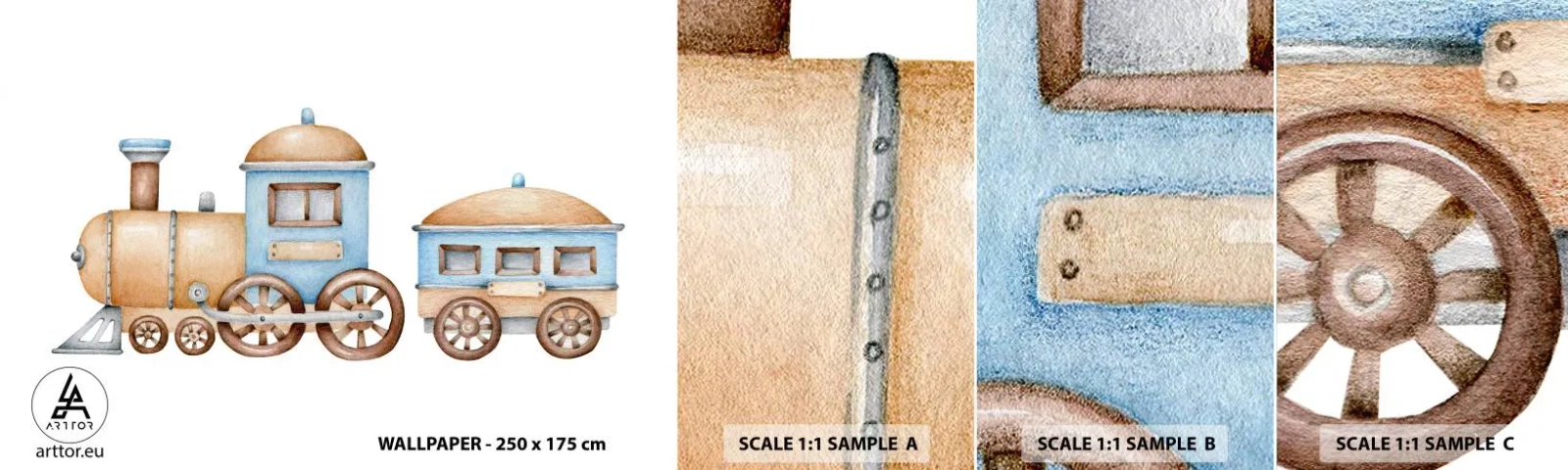 Campione Di Fotomurale Standard Eco - Fermo alla stazione... - Bambini, Treno, retrò - 100x30 cm