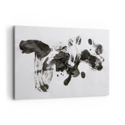 Quadro su tela - Stampe su Tela - Composizione astratta di macchie nere su sfondo bianco - 120x80cm - C'è un senso nella follia? - Decorazione murale moderna per soggiorno e camera da letto ARTTOR