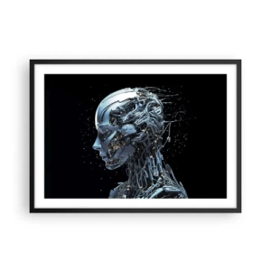 Poster in cornice nera - Ritratto futuristico di un cyborg in stile industriale su sfondo nero. - 70x50cm - La tecnologia è donna - Decorazione murale moderna per soggiorno e camera da letto ARTTOR