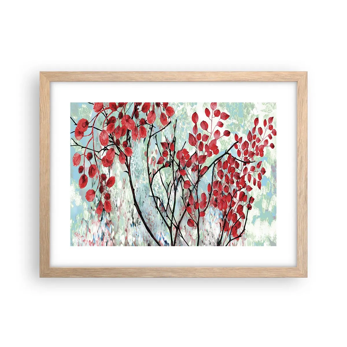Poster in cornice rovere chiaro - Albero in scarlatto - 40x30 cm