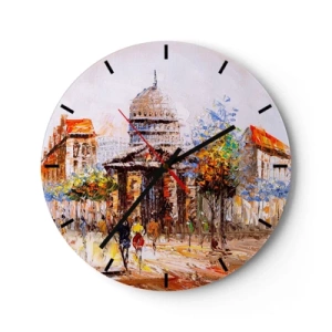 Orologio da parete - Orologio in Vetro - Passeggiata a Parigi - 40x40 cm