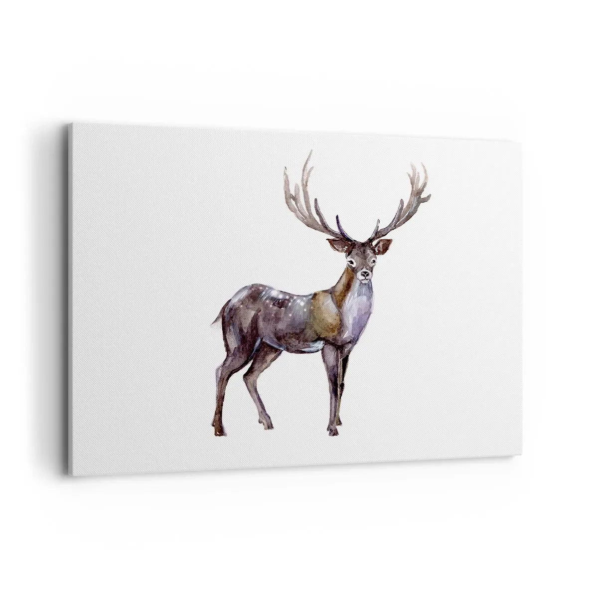 Quadro su tela - Stampe su Tela - Illustrazione ad acquerello di un cervo con maestose corna - 100x70cm - Il re della foresta del nord - Decorazione murale moderna per soggiorno e camera da letto ARTTOR