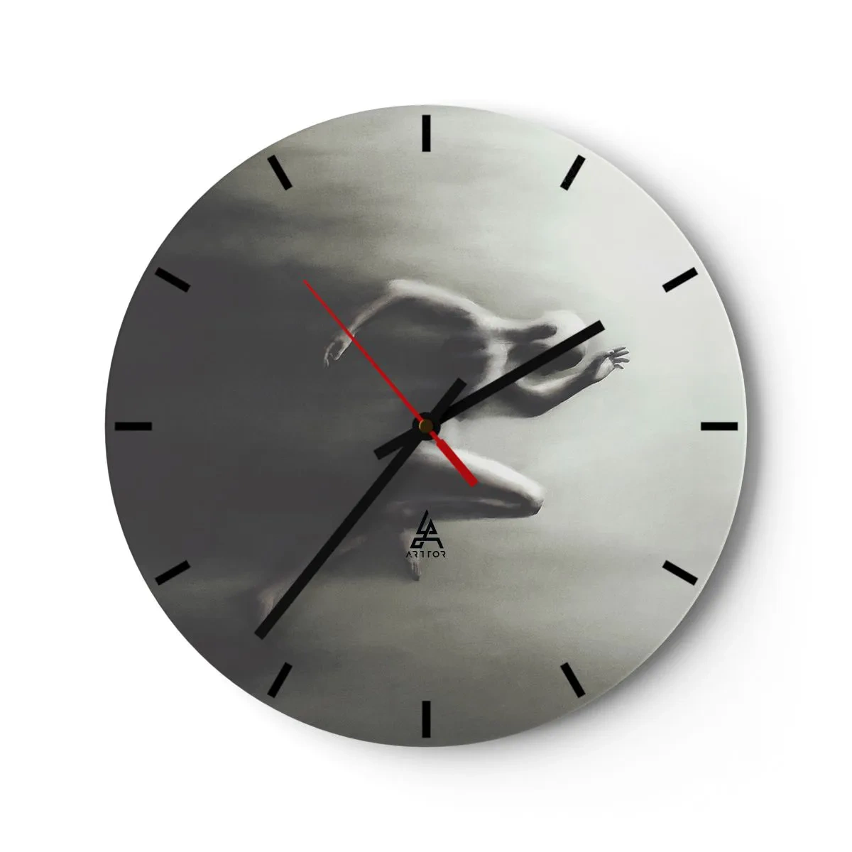 Orologio da parete - Orologio in Vetro - Figura in bianco e nero di una donna in un lungo abito in ombra - 30x30cm - Inarrestabile - Decorazione murale moderna per soggiorno, cucina e camera da letto ARTTOR