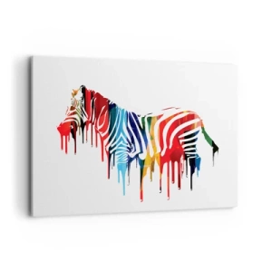 Quadro su tela - Stampe su Tela - Zebra astratta in colori vivaci con effetto vernice - 100x70cm - Non solo bianco e nero - Decorazione murale moderna per soggiorno e camera da letto ARTTOR