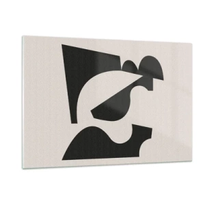 Quadro su vetro - Composizione geometrica astratta in bianco e nero - 120x80cm - Kit di montaggio - Decorazione murale moderna per soggiorno e camera da letto ARTTOR