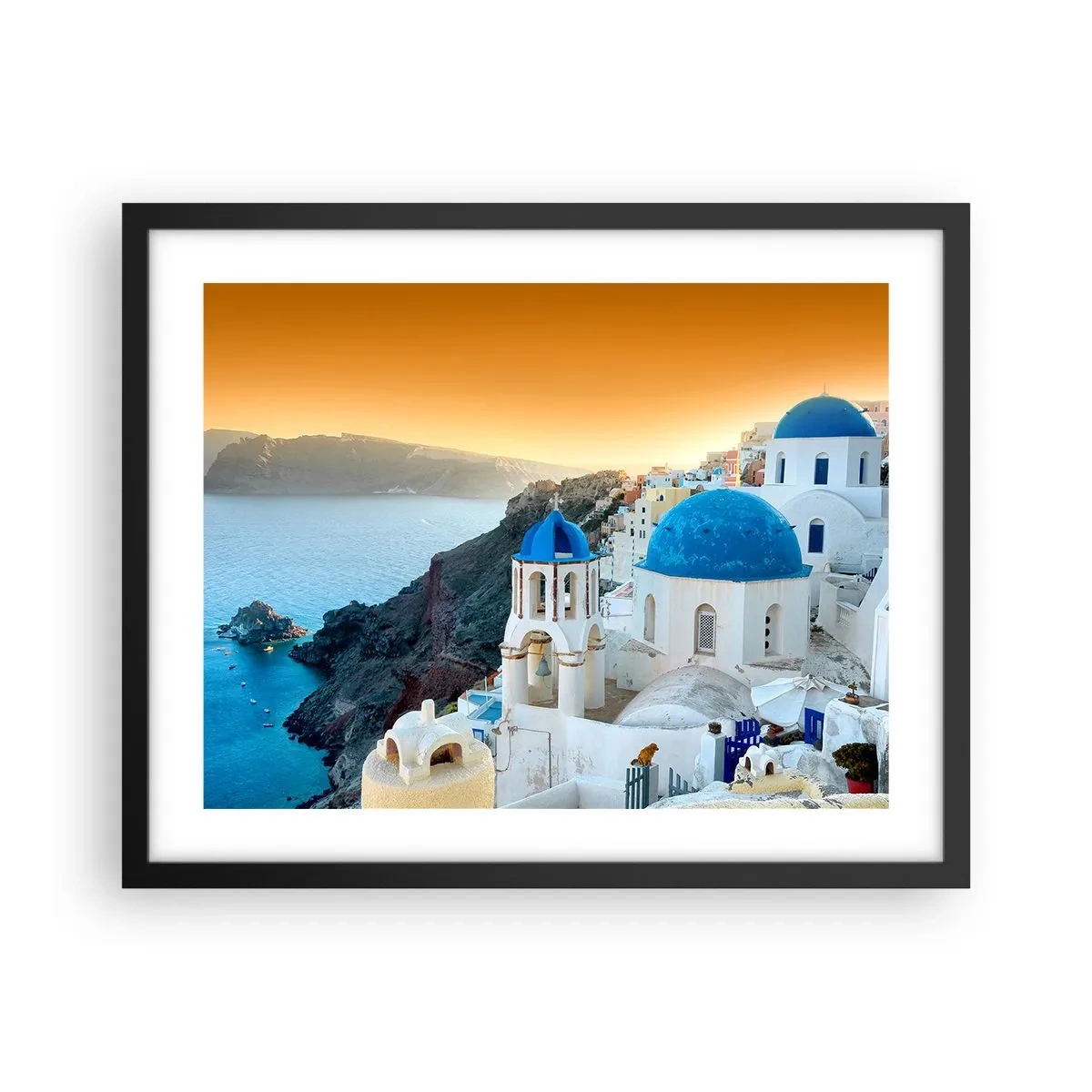 Poster in cornice nera - Santorini: aggrappate alle rocce - 50x40 cm