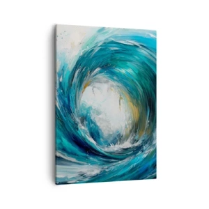 Quadro su tela - Stampe su Tela - Un'onda dinamica nei toni del blu e del turchese - 50x70cm - Portale marino - Decorazione murale moderna per soggiorno e camera da letto ARTTOR