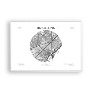 Poster in cornice bianca - Anatomia di Barcellona - 100x70 cm