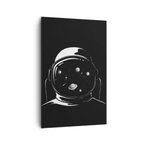 Quadro su tela - Stampe su Tela - Un casco da astronauta minimalista con vista sullo spazio - 80x120cm - Panorama niente male - Decorazione murale moderna per soggiorno e camera da letto ARTTOR