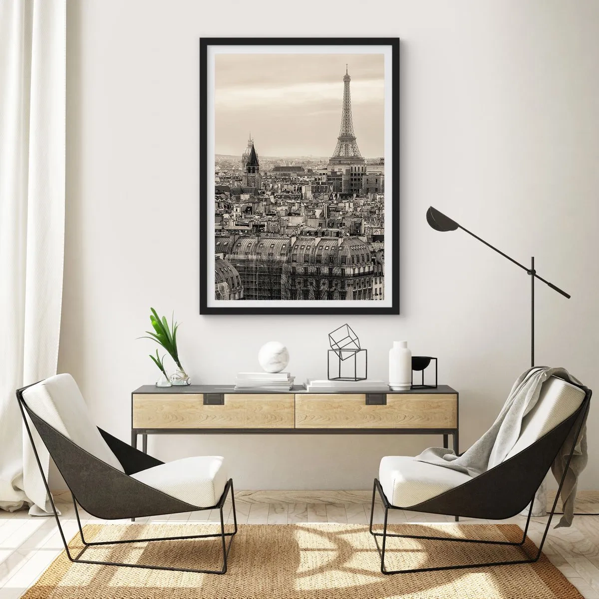 Poster in cornice nera - Sui tetti di Parigi - 40x50 cm