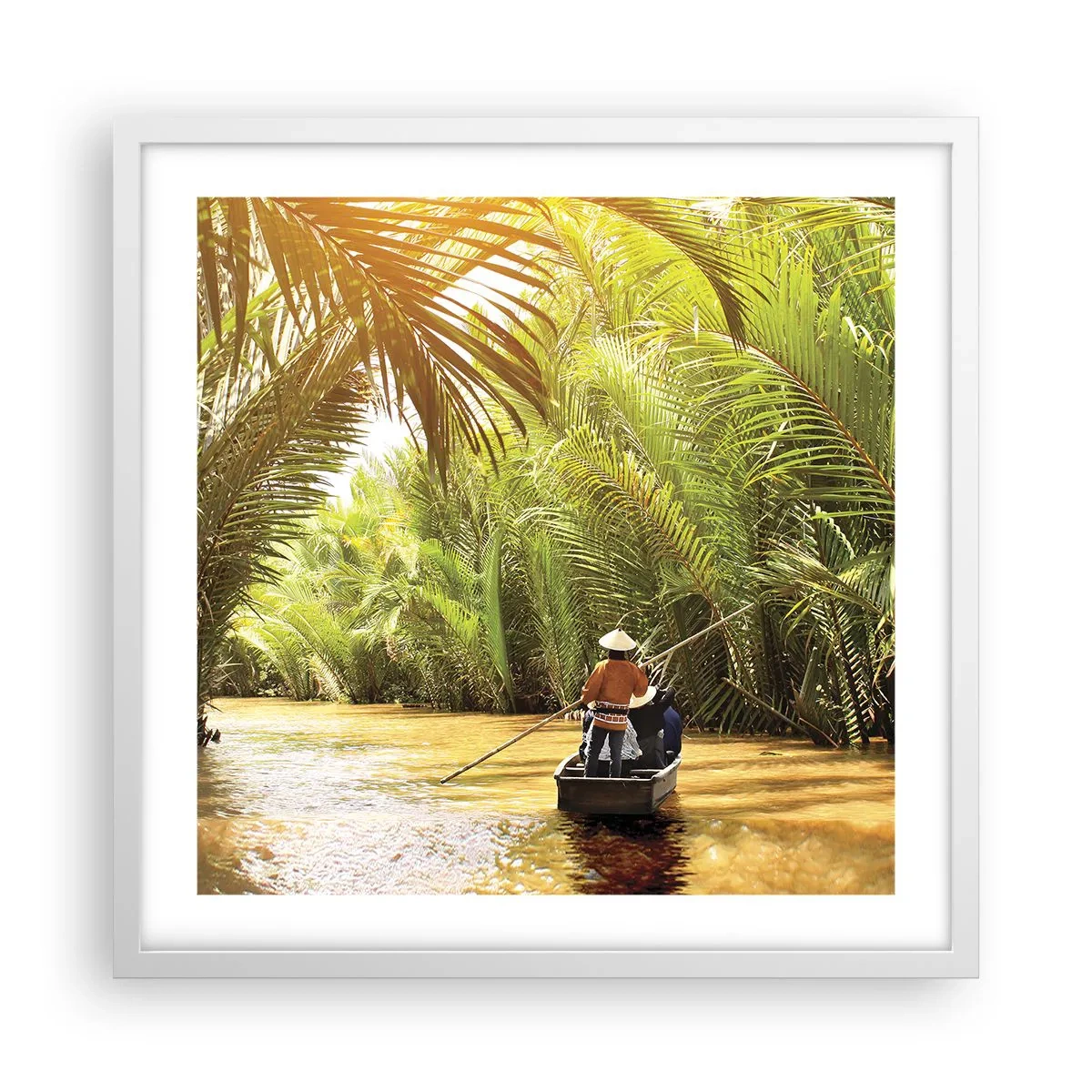 Poster in cornice bianca - Tunnel di palme - 50x50 cm