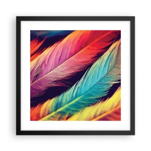 Poster in cornice nera - Arcobaleno piumato - 40x40 cm
