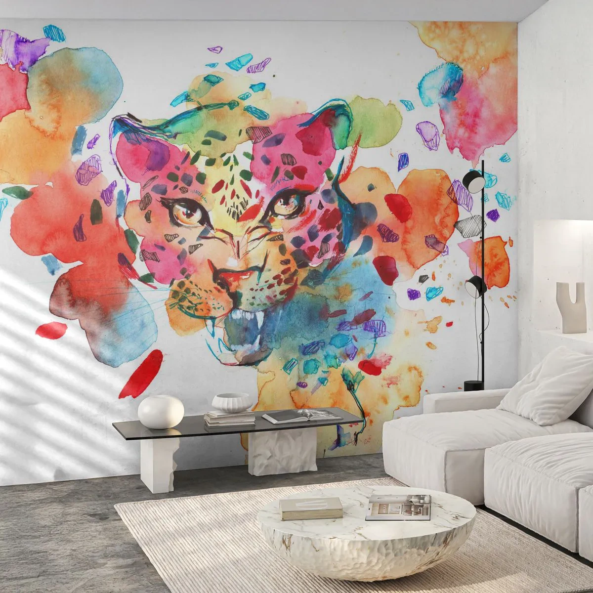 Fotomurali Premium Sand - La bella e la bestia - Pantera, Animali, Astrazione - 300x210 cm